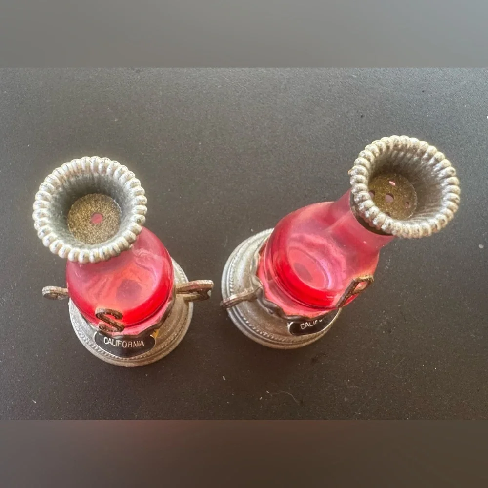 Vintage California Salt & Pepper Shakers Plastic Oil Lamp Lantern Base